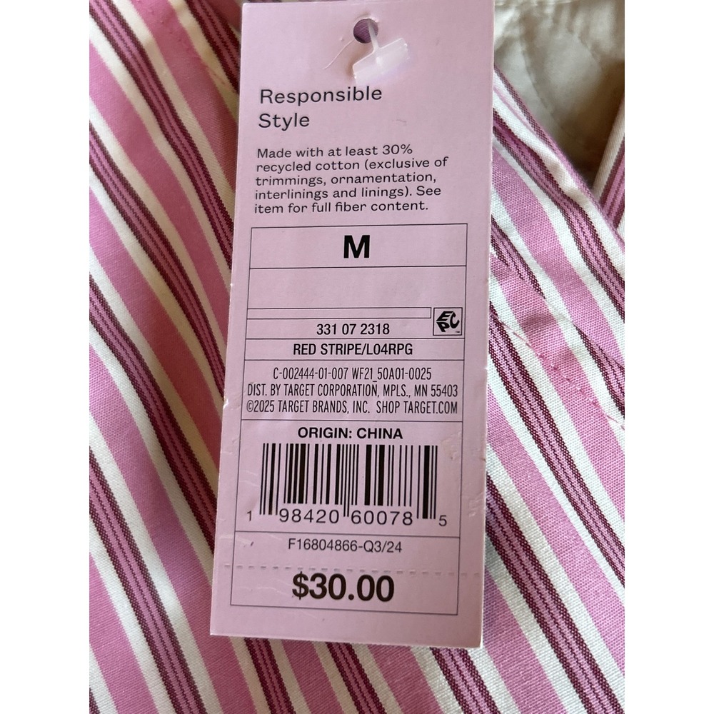 Wild Fable Pink Striped Wide Leg Tie Side Pants Pink Stripe Medium NWT - Picture 5 of 6